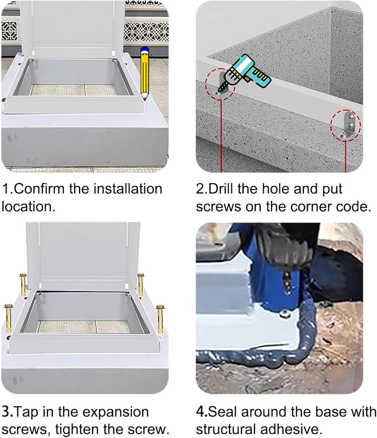 Customizable Heavy-Duty Roof Access Hatch Skylight - Easy Open Sealed Attic Cover with Support Rods for Warehouses - Durable White, 45x45cm (17.7x17.7in)