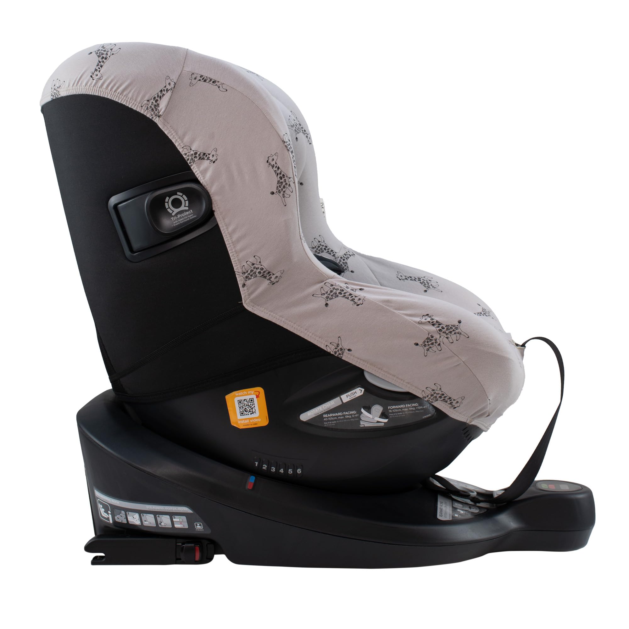 JYOKO Kids Funda de algodón Compatible con Joie Spin 360 y Nuna Rebl (Giraffe, Funda Joie I-Spin 360)