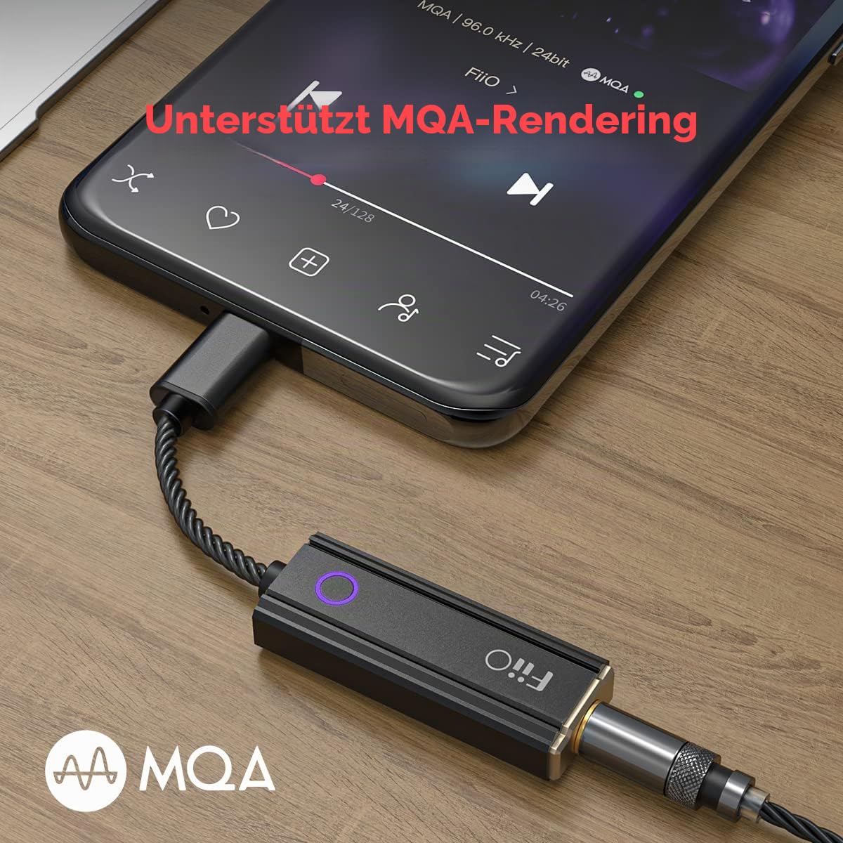 FiiO JadeAudio KA1 Kopfhörer-Verstärker, winziger USB-DAC, hohe Auflösung, 3,5 mm, verlustfrei, für Smartphones/PC/Laptops/Player (Typ C, schwarz)