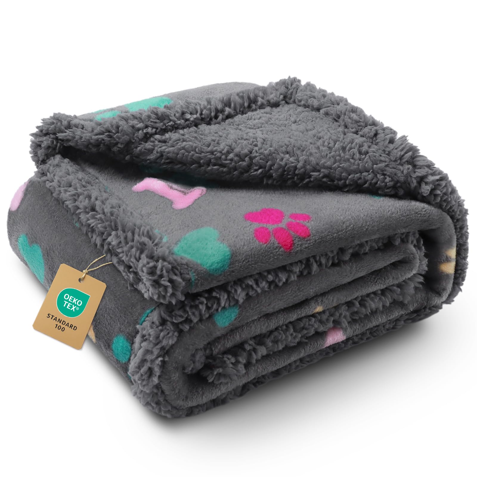 Luciphia Waterproof Pet Blankets for Couch Sofa Bed Cover Cat Liquid Pee Proof Washable Soft Fluffy Large Dog Blanket Reversible Furniture Protection Puppy Grey Bone Thicken Medium（57" x 40"）