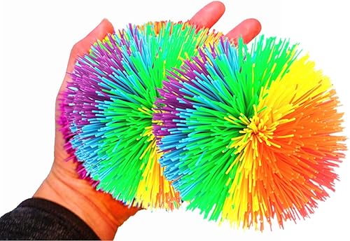 2 bolas grandes de 4.5 pulgadas con forma de arco iris de silicona, bola de malabarismo esponjosa, bola antiestrés de mono