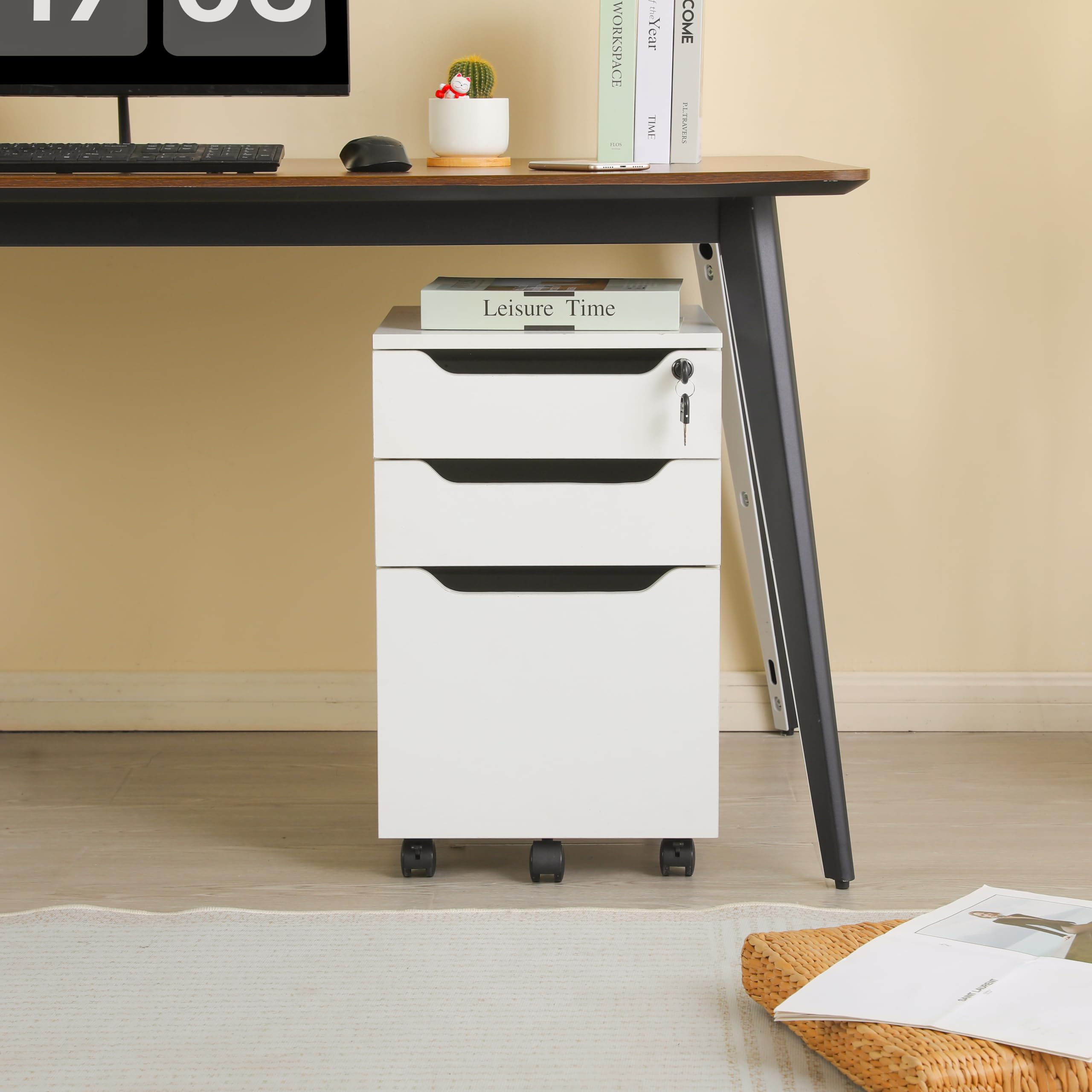 Amazon.co.jp: デスクワゴン サイドワゴン キャビネット 鍵付き