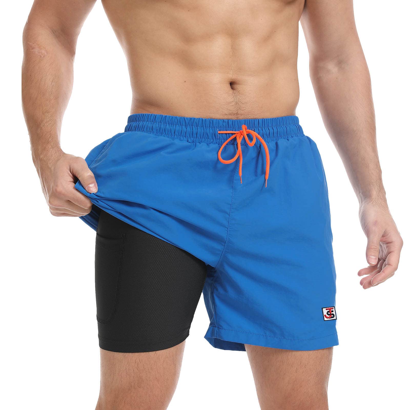 JustSun Badehose Herren Schnelltrocknend Boardshorts mit Mesh-Futter und Verstellbarem Tunnelzug
