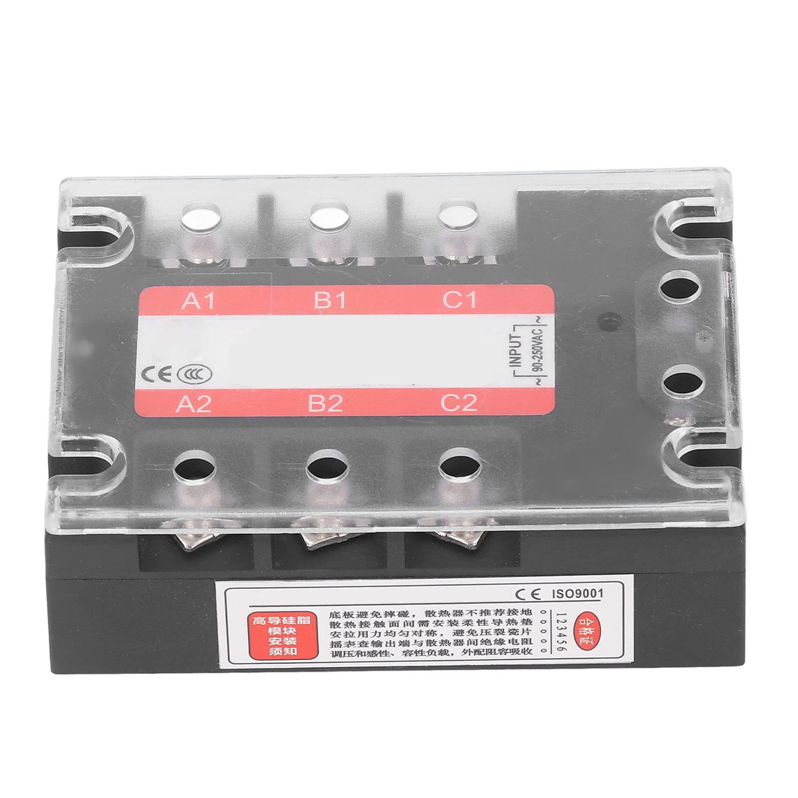 Fafeicy Relé Trifásico de Estado Sólido SSR-100DA 100A 24-480VAC con PBT Metal Cerámica para Automatización Industrial Control de Motor de Máquina CNC
