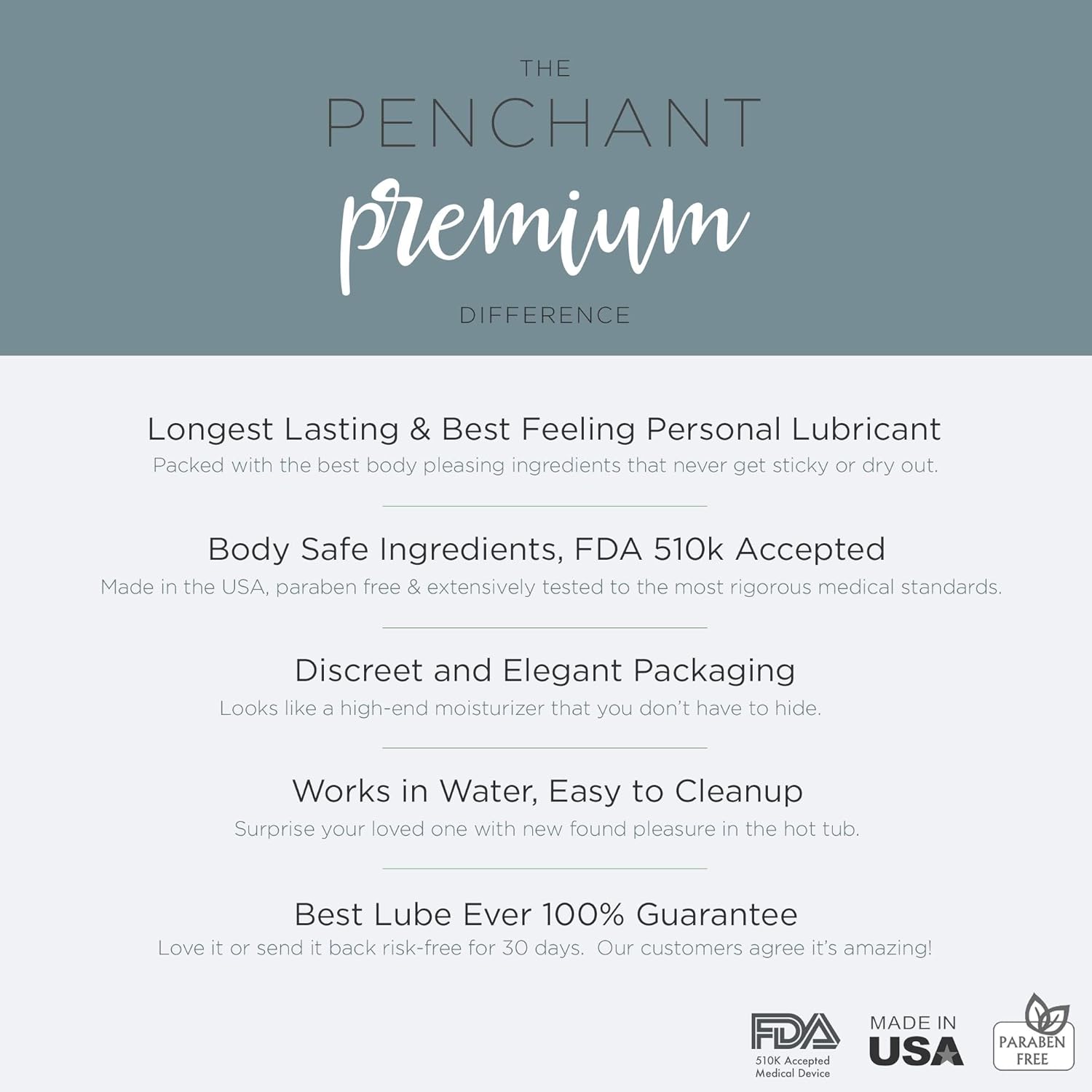 Penchant Intimate Lubricants for Sensitive Skin (4 Fl Oz) - Silicone-Based, Discreet Label - Personal Lube for Women and Men - Lubrication Gel : Health & Household