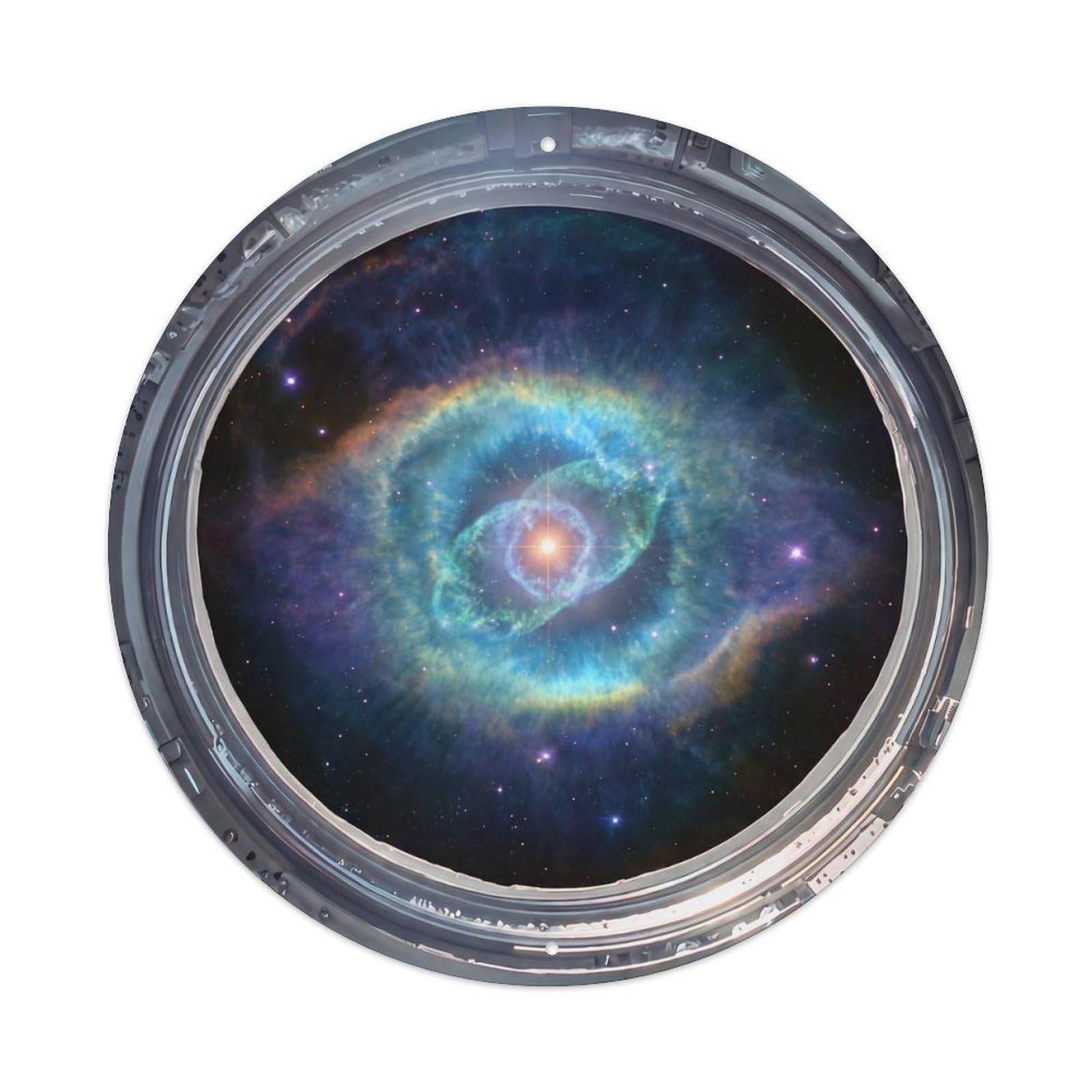 Metal Tin Sign Planetary Nebula Ring from Space Station Porthole
