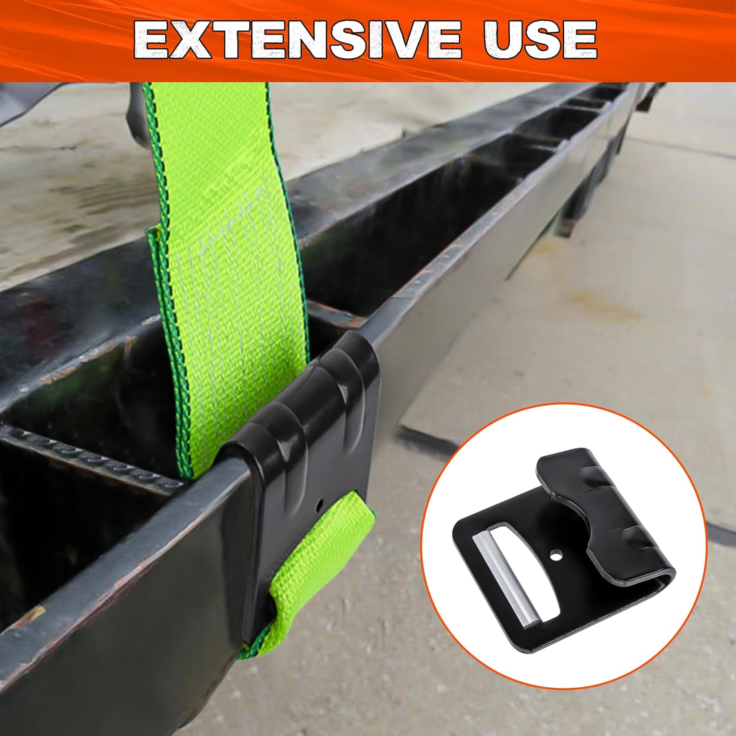 4 inch Ratchet w/Flat Hook,2Pack,Ratchet Tie Down Strap Fixed End for Flatbed Trailers & Trucks,Cargo Straps Heavy Duty for Securing Heavy Equipment & Vehicles,Replacement Short-End Straps
