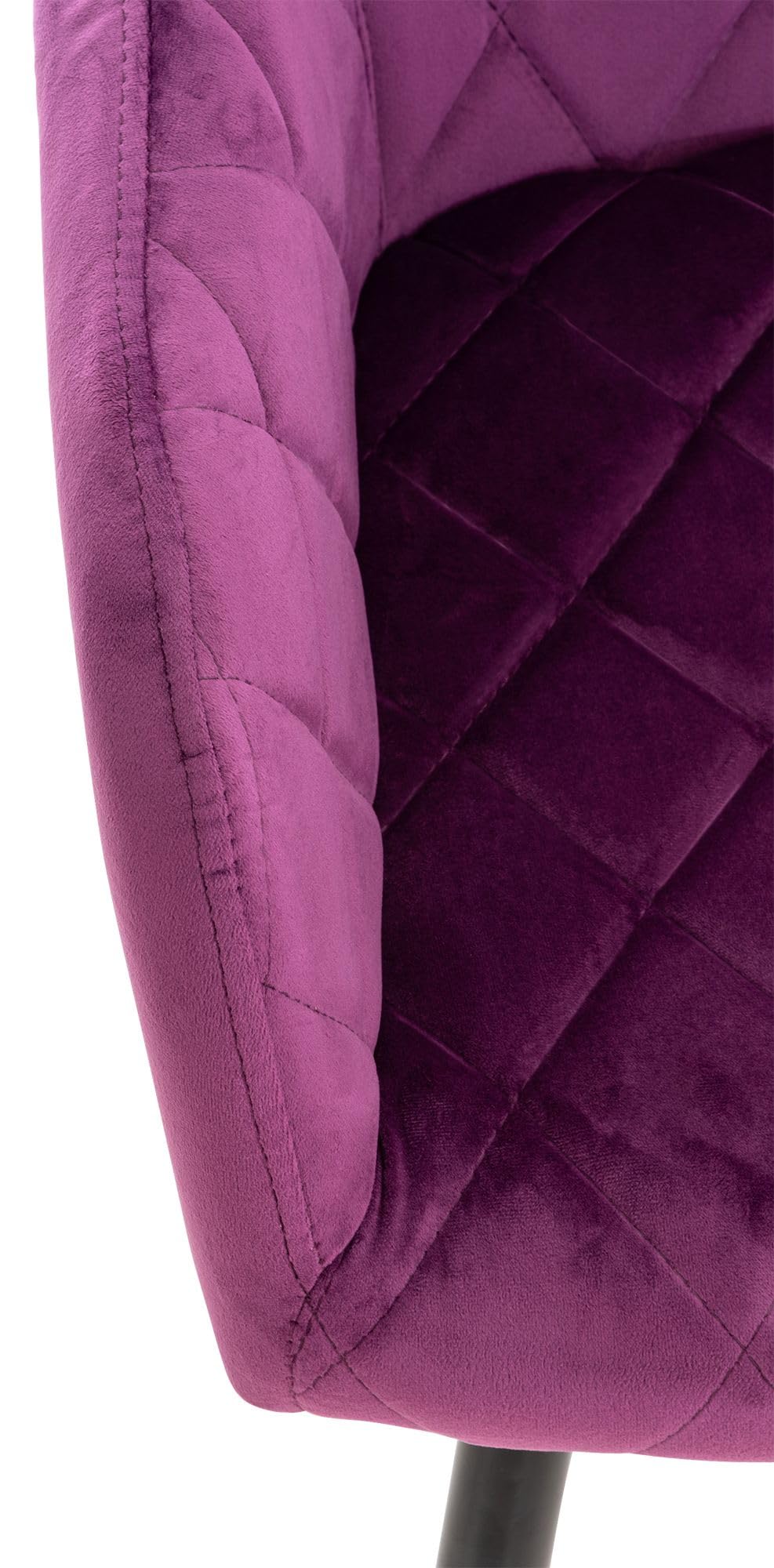 CLP Silla De Comedor Shila En Tela I Silla De Salón En Terciopelo & Base De Metal I Butaca Moderna con Reposabrazos Color:Violeta;Material:Terciopelo