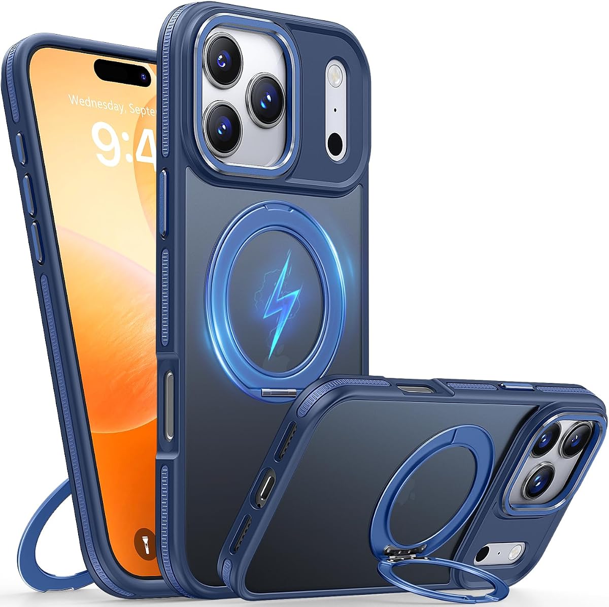 for iPhone 17 Pro Max Case 6.9" Magnetic with 360° Rotatable Invisible Ring Stand, [2-Pack Screen Protectors] Military Grade Shockproof Full-Body Protective Cover Compatible with MagSafe