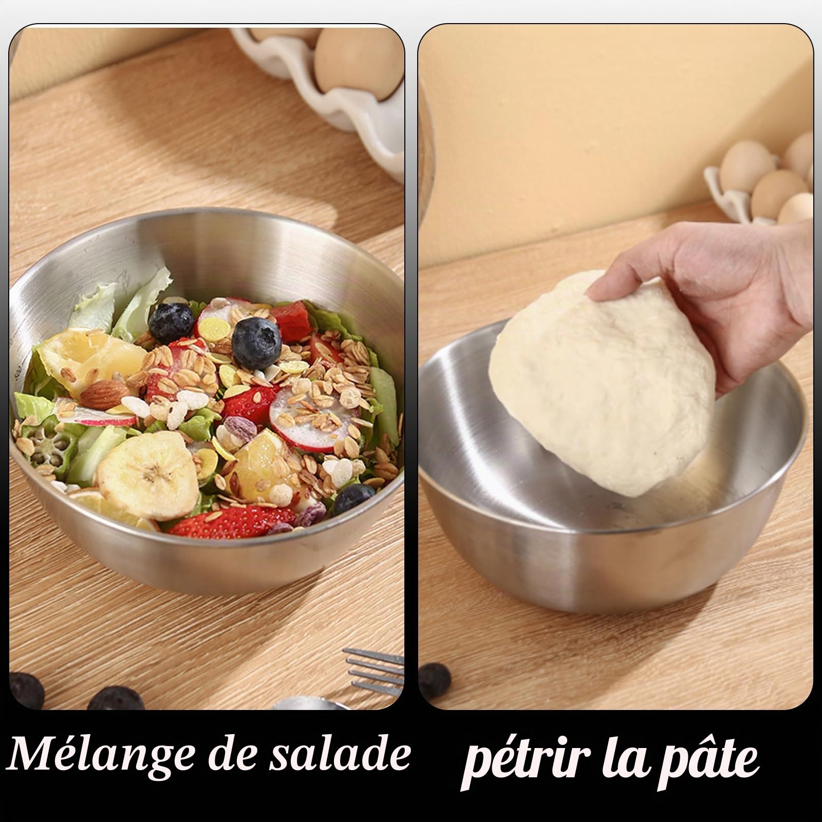 Lot de 6 Bol Inox, Bols Mélangeurs en Acier Inoxydable Ensemble De Bols Mélangeurs Saladier Inox Diamètre 17 cm Passent au lave-Vaisselle pour saladier Service Snacks Sauces Collations