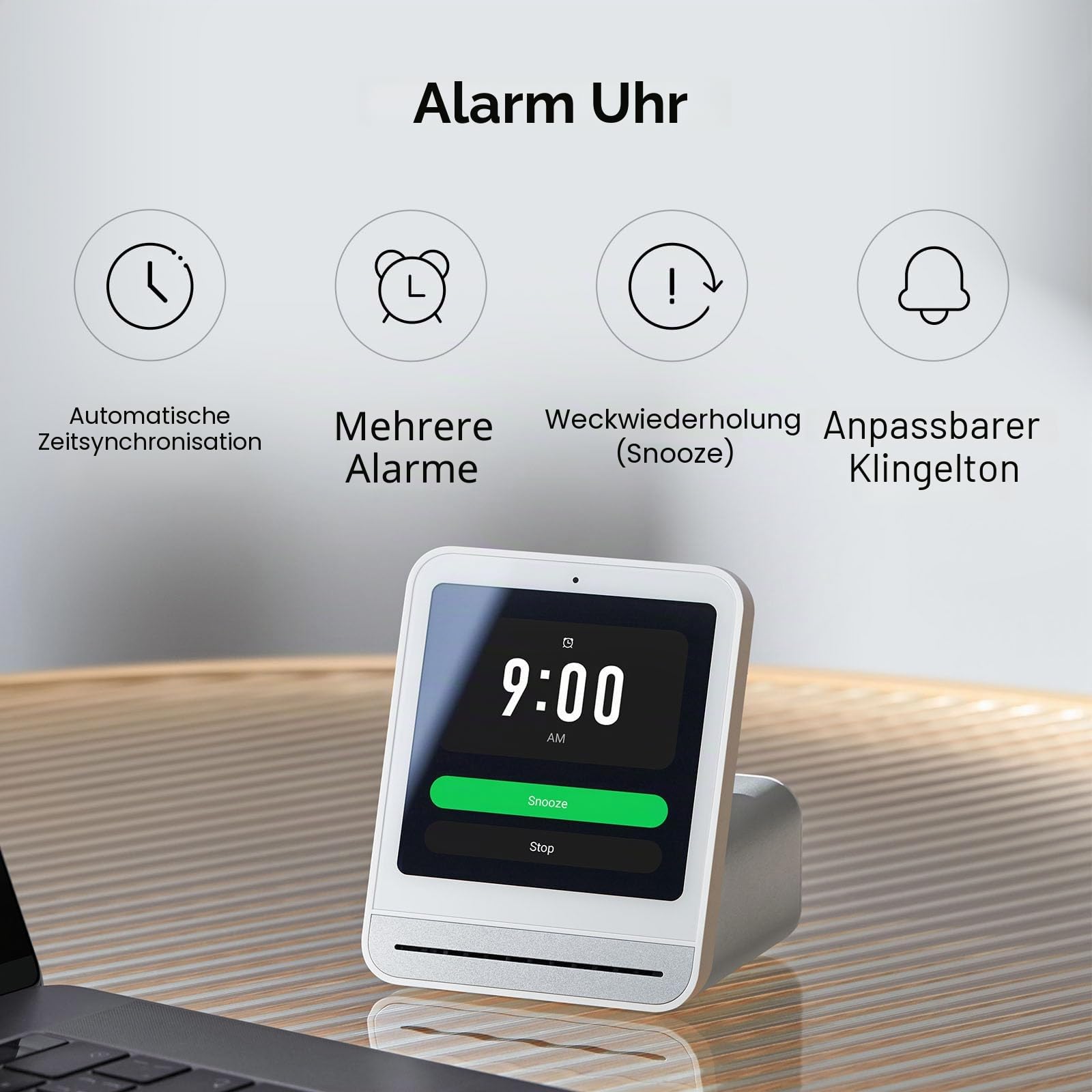 Qingping Air Quality Monitor Gen 2 Indoor Detects PM2.5 CO2 PM10 Noise Temperature Humidity Alarm Clock