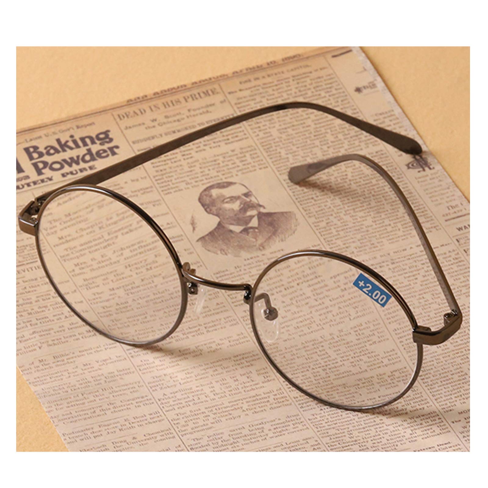 Retro Progettazione di Telaio Rotondo Piccolo, Occhiali da Lettura Occhiali Unisex, Occhiali da Lettura Cristallo Vintage Lettura Custodia Inclusa La Protezione Anti-Blu,B,+1.5