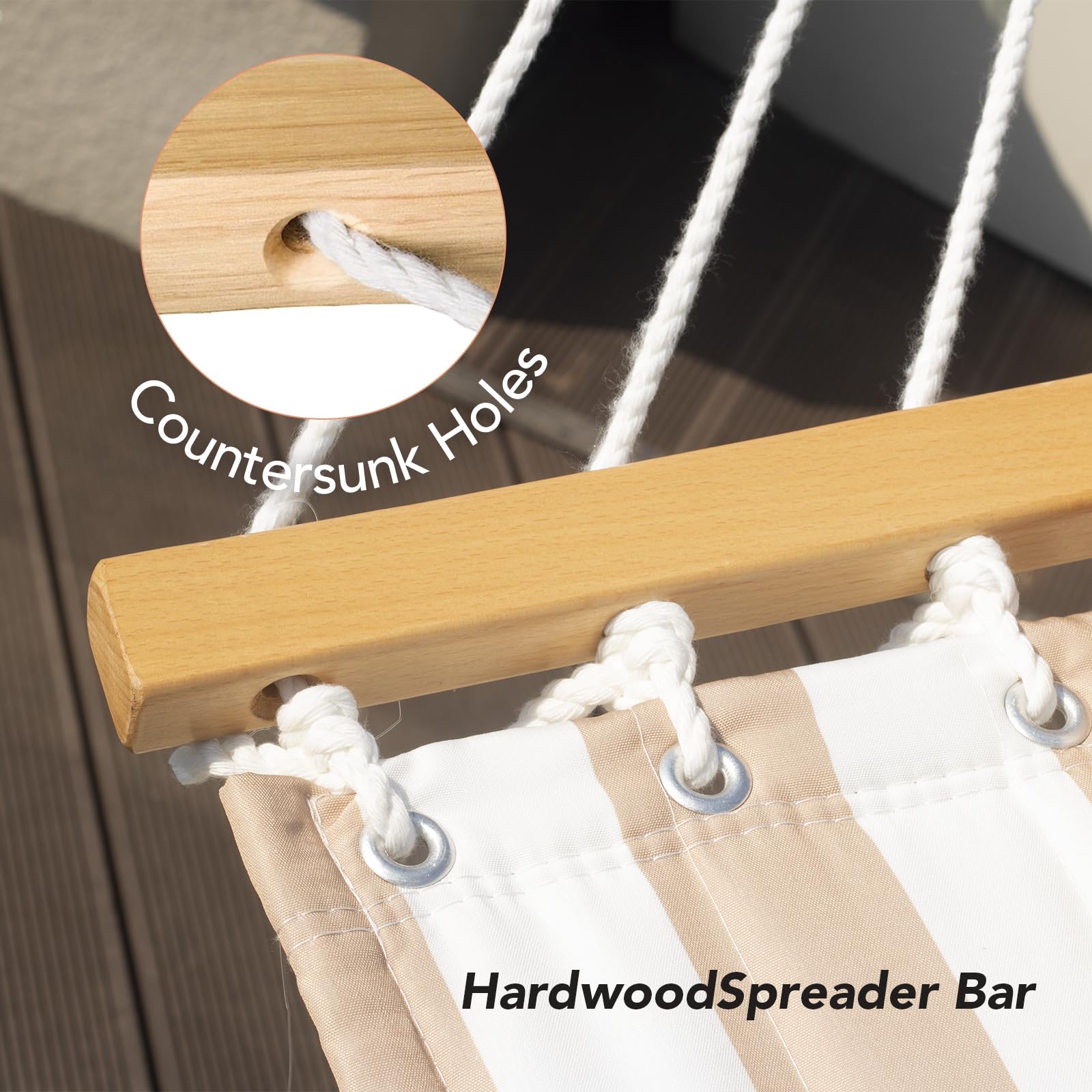 Hamaca de tela acolchada con barra separadora, hamaca doble para 2 personas con almohada y cadenas, hamaca para exteriores, patio, piscina, patio, playa, capacidad de 450 libras,