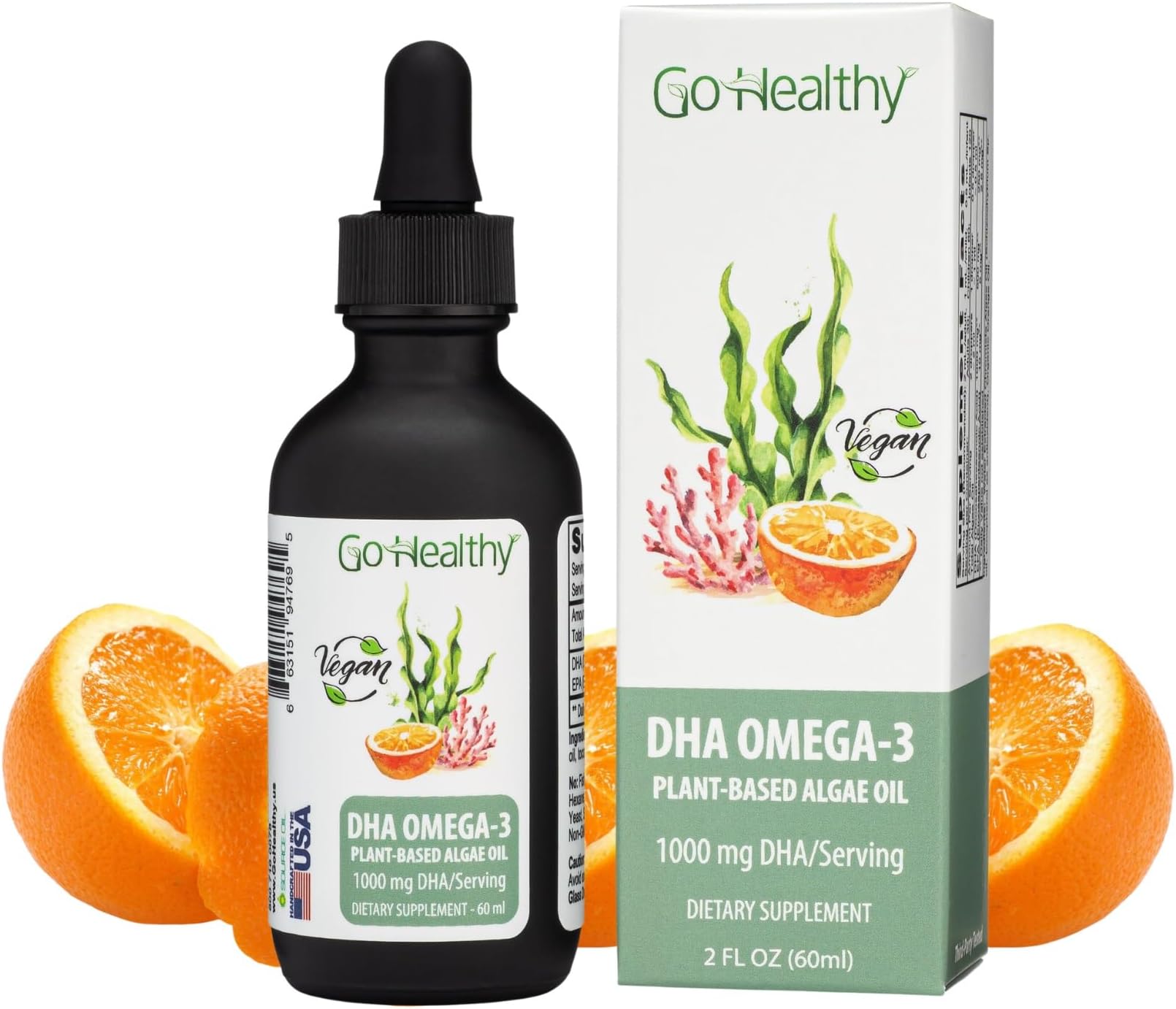Amazon.com: Vegan DHA Algae Oil Supplement (1 fl oz), Vegan Omega 3 ...