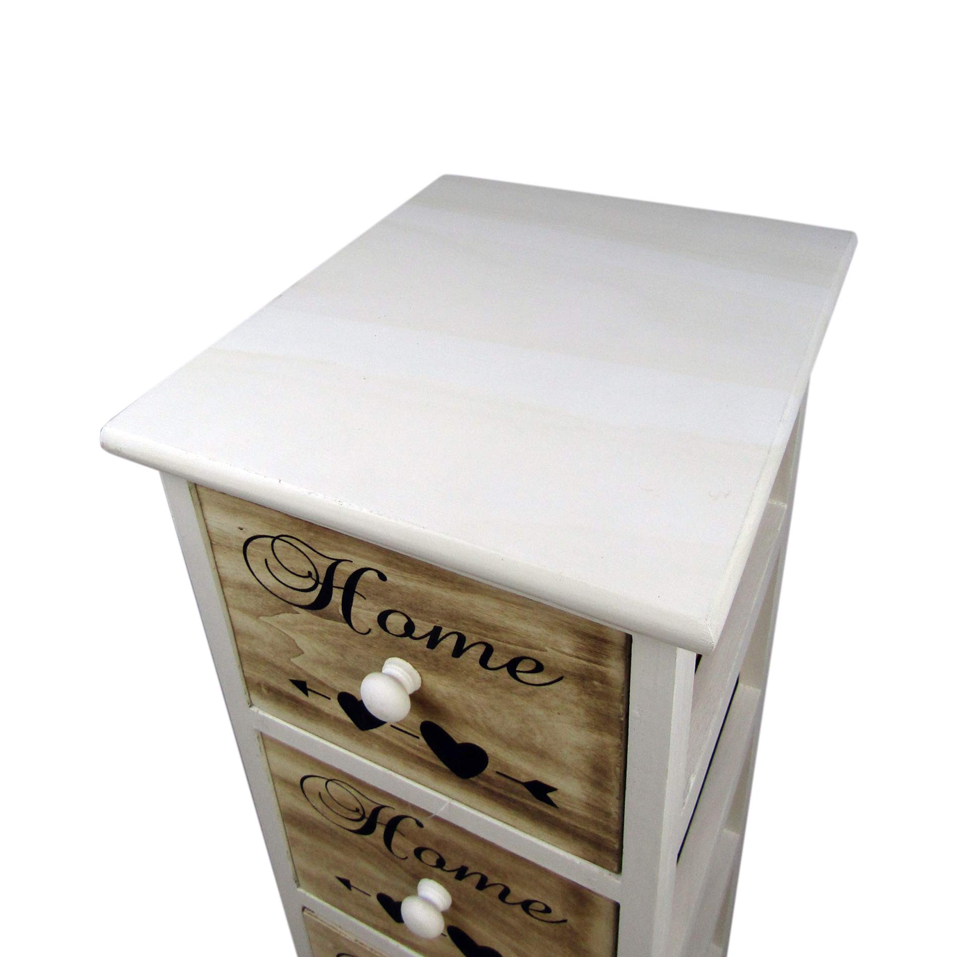 Rebecca Mobili Cassettiera Salvaspazio, Settimino Bianco Marrone, Scandinavo, Legno, 5 Cassetti, Ingresso Soggiorno - Misure: 91 x 26 x 30 cm (HxLxP) - Art. RE6490