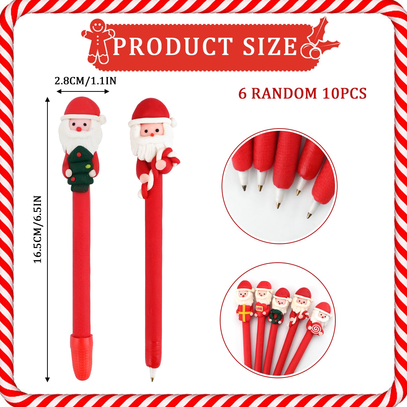 16 Stylos à Encre Gel De Noël - 6 Couleurs, Motifs Festifs (renne, Sapin, Père Noël…) - Pour écrire, Décorer, Cadeau - Pointe 0.5mm