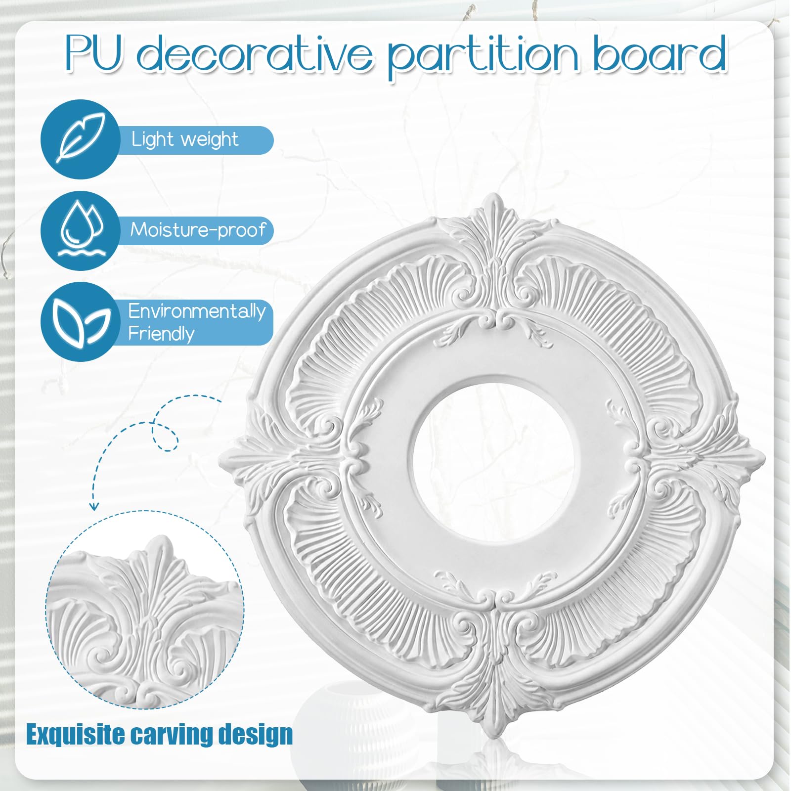 2 Pcs PU Ceiling Medallion Decorative Ceiling Fan Medallion — Amazon image 3
