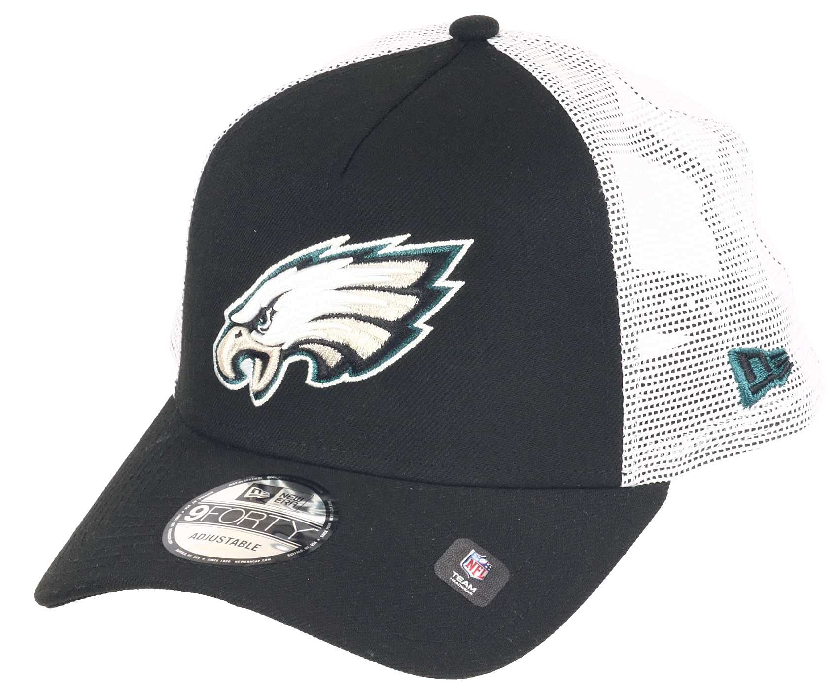 New Era Philadelphia Eagles NFL White Mesh Trucker 9Forty A-Frame Trucker Cap - One-Size
