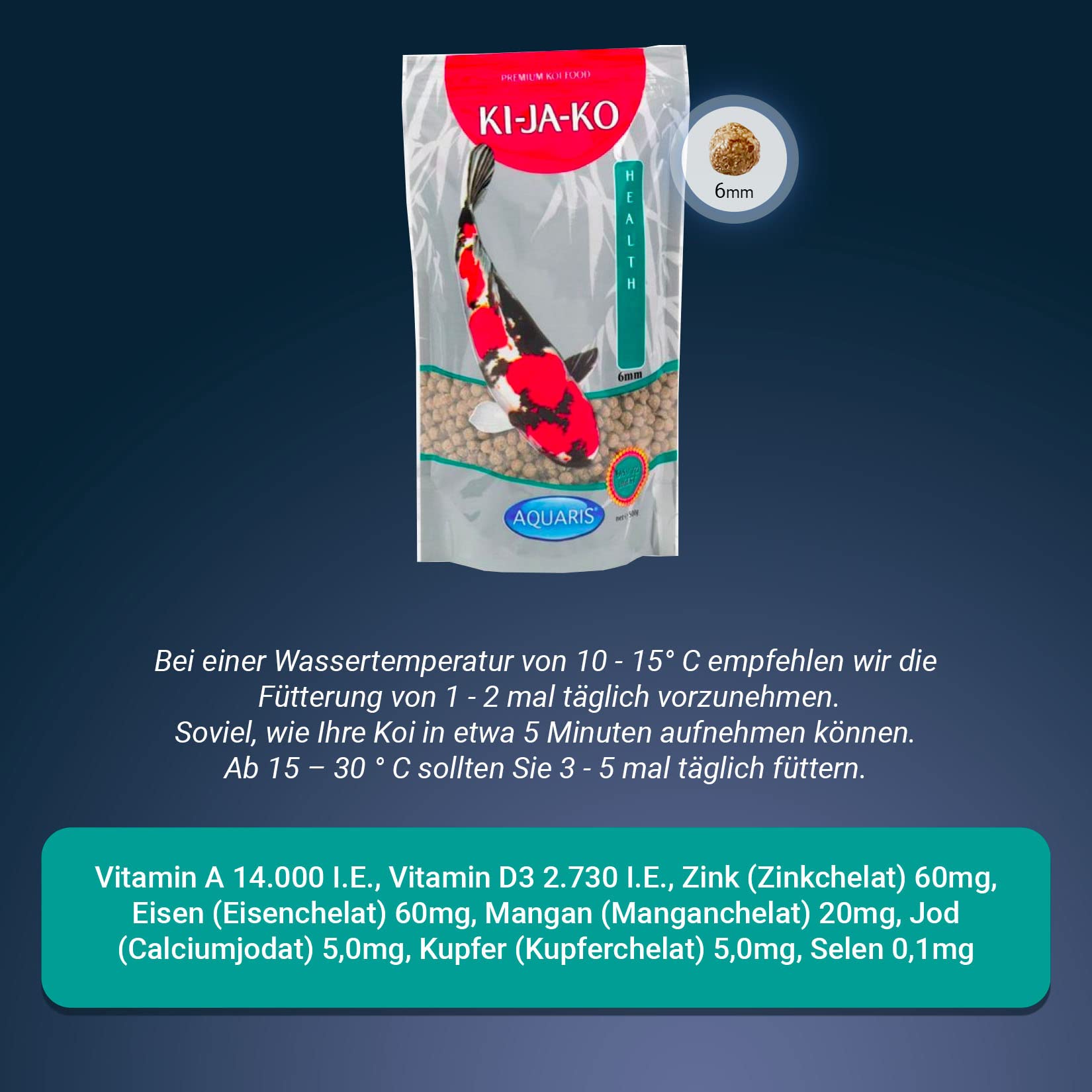Health Koi karma dla ryb, 1 kg/6 mm, dla dobrego trawienia u ryb Koi, z Actigen do wspomagania układu odpornościowego i ForPLUS (bogate w kwasy omega-3)