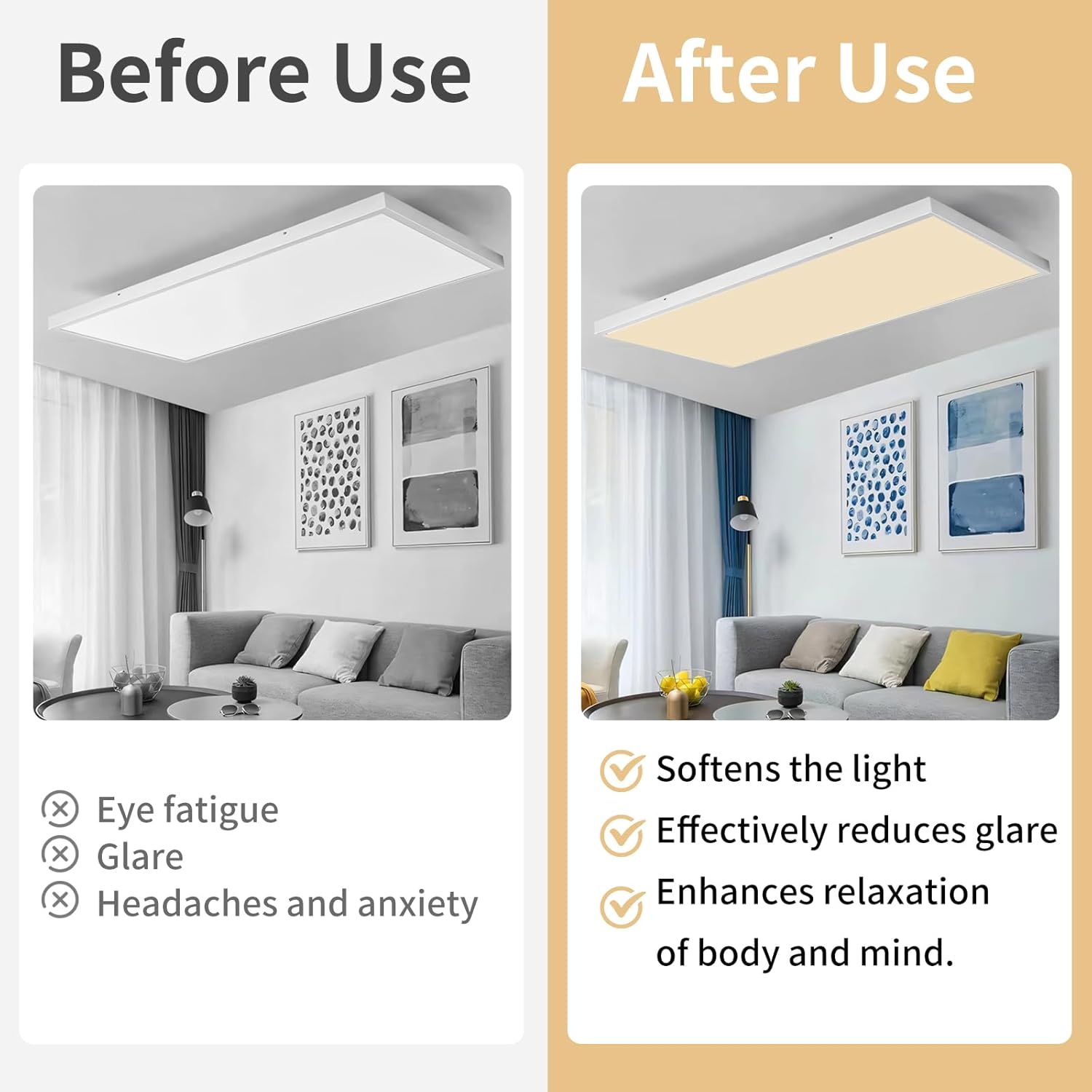 Torixqi12 Pcs Fluorescent Light Covers for Ceiling Lights Classroom, Magnetic Light Filters, Fluorescent Light Diffuser Covers for Office, Hospitals, Home 4 x 2 Feet (warm yellow)