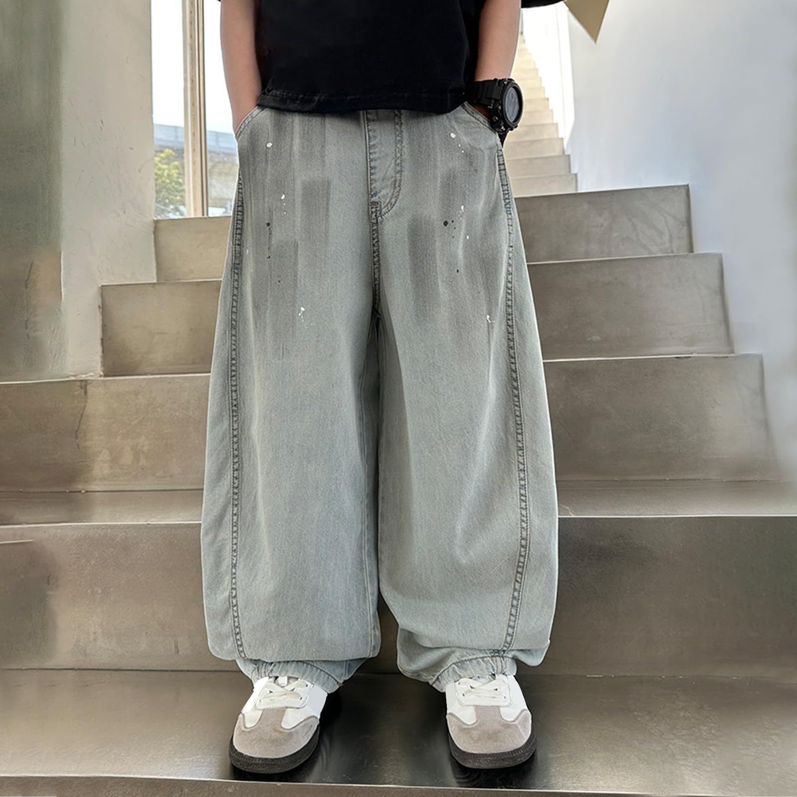 Generico Jeans Ragazzo 16 Anni-Pantaloni Estivi per Ragazzi, Jeans Leggeri e Traspiranti, per Bambini, Casual, da Indossare Tutti i Giorni, Comodi ed Elasticizzati, per Ragazzi dai 5 ai 16 Anni