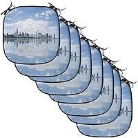 Vista 47 de Lunarable USA Chair Cushion Pad, American Cities Skylines Metropolis Architecture Sketch Style Hand Drawn Art Print, Seat Padding for Kitchen &