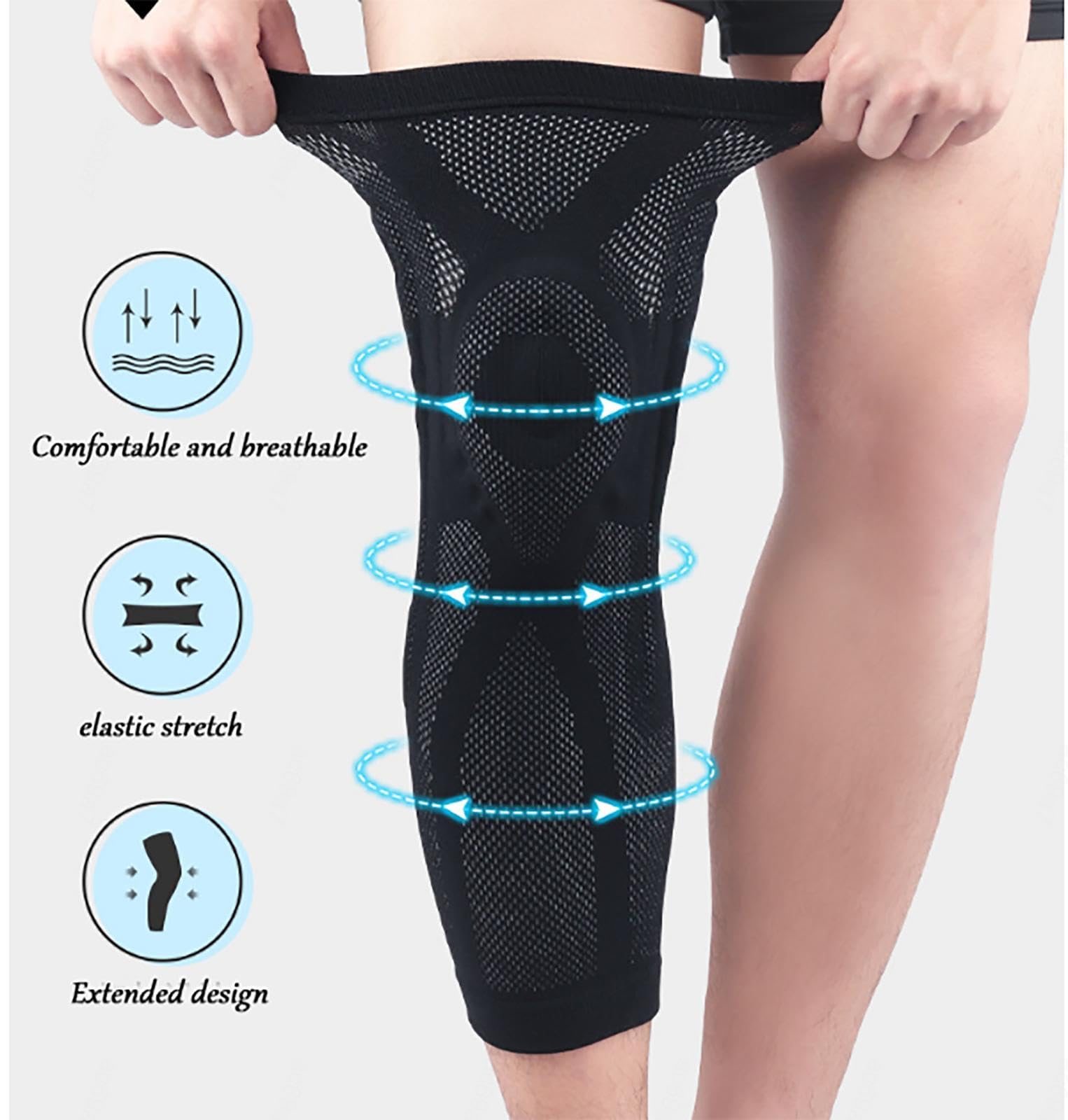 Rodillera, Rodilleras de Compresión para Hombres y Mujeres, Rodillera para Artritis, LCA y Desgarro de Menisco, Recuperación de Lesiones Deportivas, Paquete de 2,XL