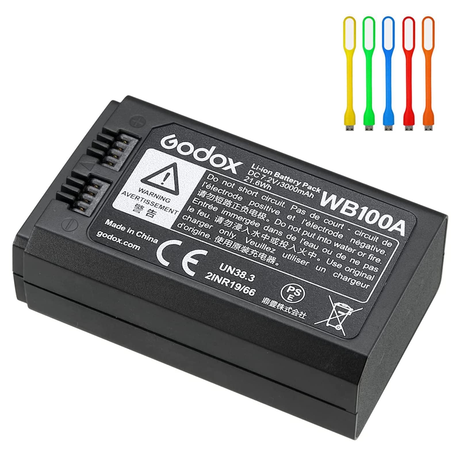 GODOXAD100Pro & MF-R76 Original Battery – WB100B 7.2V/2980mAh/21.45Wh Li-ion Battery Pack, High-Capacity Power Solution for AD100 Pro, V850III, V1/V1Pro/V100, MF-R76 Flash (Replaces WB100 & WB100A)