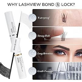 LASHVIEW Lash Bond and Seal, Cluster Lash Glue Strong Gentle Comfortable Lash Adhesive for All Day Wear Latex-Free Suitable for Sensitive Eyes Eyelashes Glue Waterproof