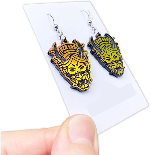 Miniatura 2 de Aretes de guerrero con máscara de geisha japonesa, idea de regalo de artes marciales, aretes de anime japonés