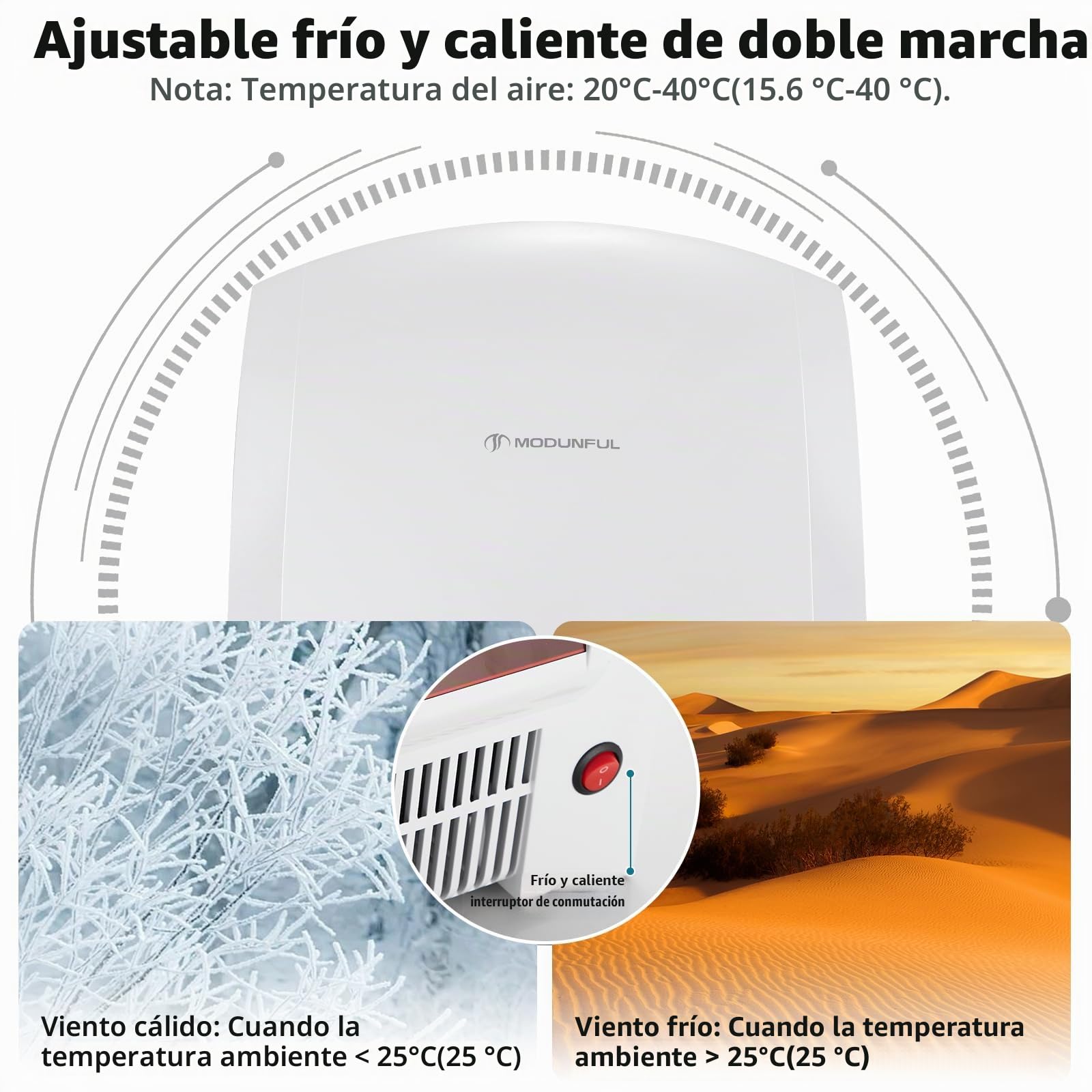 Secamanos Automático de Pared 220V 2000W Blanco con Luz Piloto