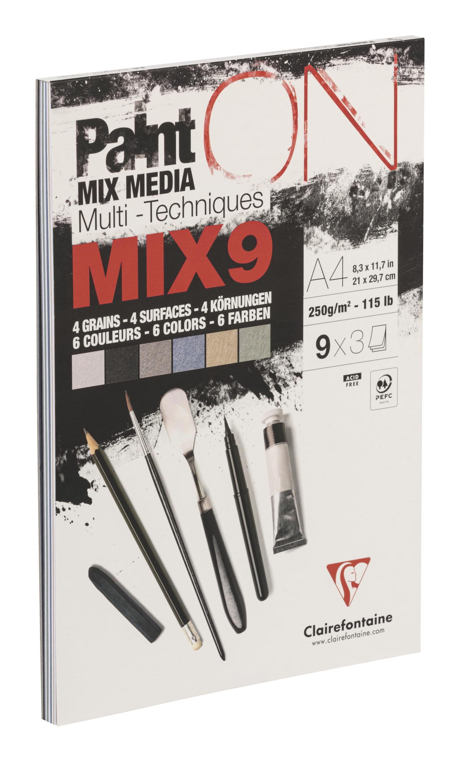 Clairefontaine Paint ON mixed media A6 - 9 x 3 vellen - 250 grams - MIX9 | Be Creative Shop