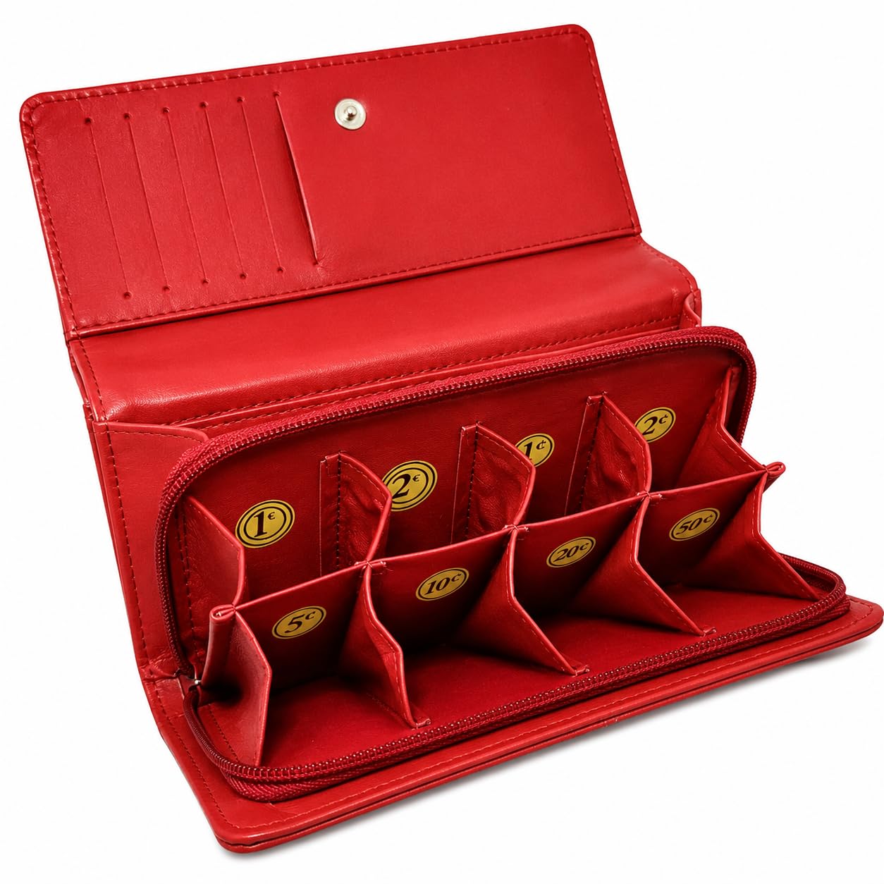 Frédéric Johns - Portafoglio + scomparto per banconote - 8 scomparti separati - Portafoglio europeo - Portafoglio donna o uomo - Qualità superiore - Idea regalo, rosso XL, Taglia unica per tutti