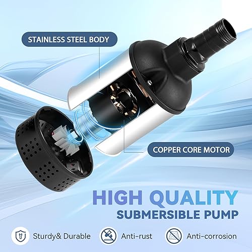 Miniatura 4 de Poafamx Bomba de agua sumergible inalámbrica de 21 V, bomba de sumidero alimentada por batería de 1100 GPH 4.0Ah, bomba de transferencia de agua