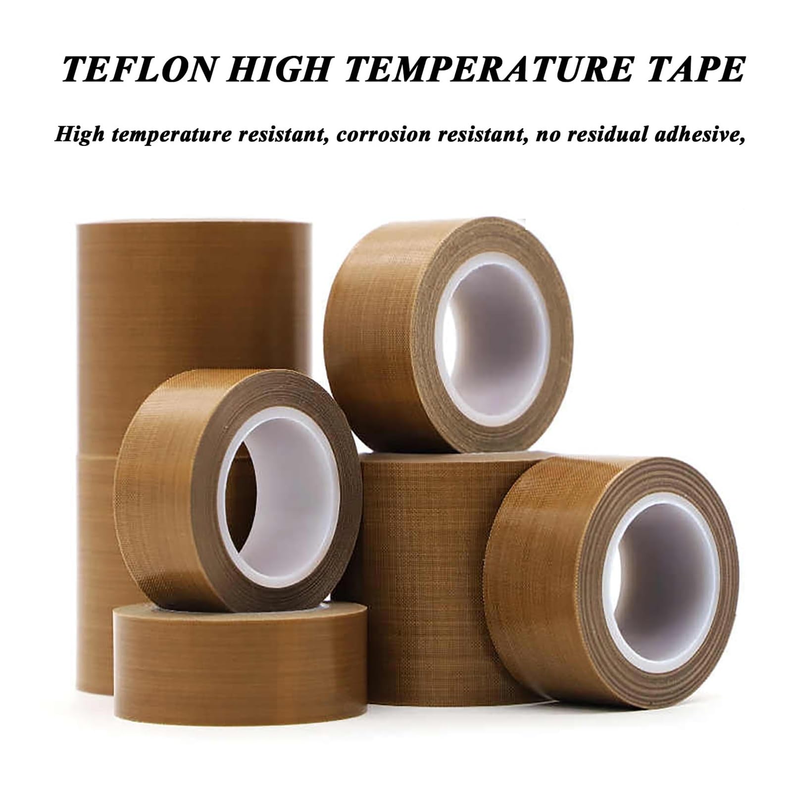Nastro isolante in PTFE, spessore 0,13 mm/0,18 mm, rotolo da 10 m, nastro in tessuto di teflon, resistente alle alte temperature (300 °C) | Larghezza 10 mm-300 mm | Nastro resistente al calore for uso