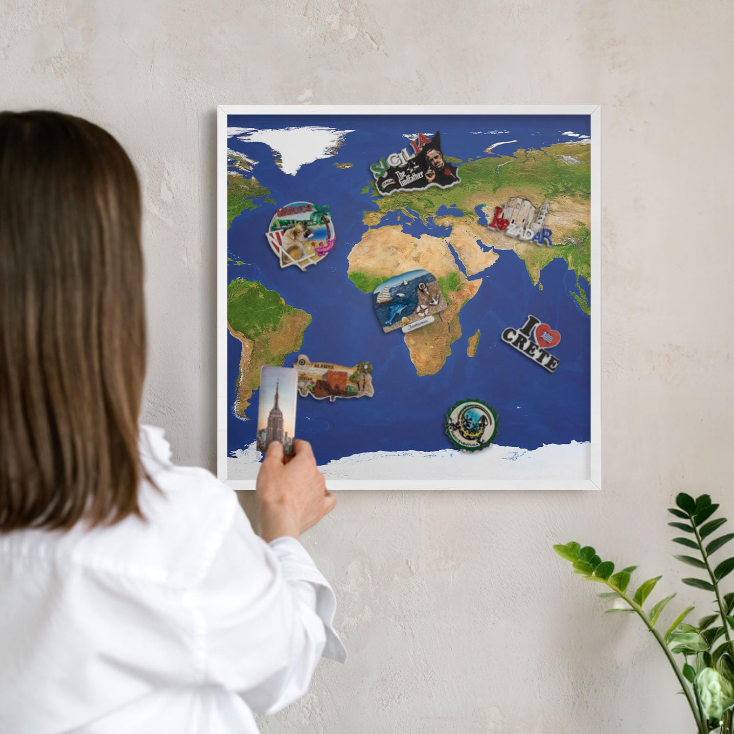 Pizarra de Pared para el Menú del Día 50x50 Mappare il globo Marco Blanco | Pizarra | Organizador | de Pared | Tablón | Anuncios | Decorativo | Recordatorio | Notas | Planificador | Semanal | Menú
