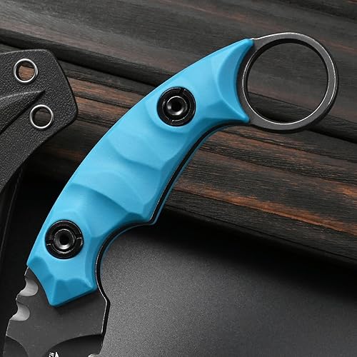 Miniatura 4 de GTK691 Cuchillo de hoja fija D2 Hoja de acero Mango de fibra de vidrio de nailon con funda Kydex para acampar al aire libre, caza, senderismo,