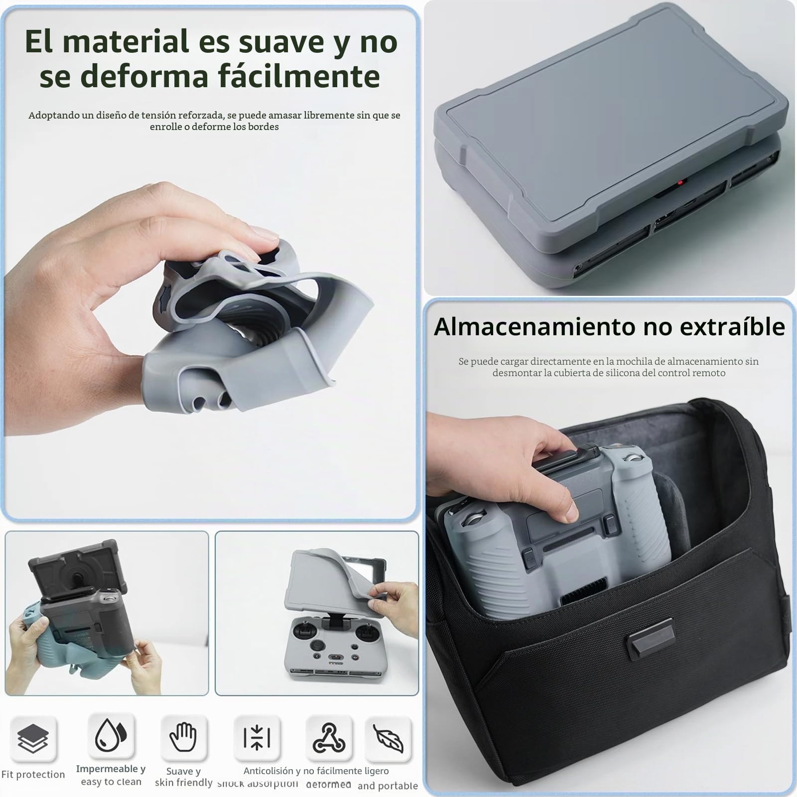 Funda Protectora para dji RC Pro 2, Control Remoto Funda Silicona + Pantalla Protector, Accesorios para dji Mavic 4 Pro/dji RC Pro 2 (Black)