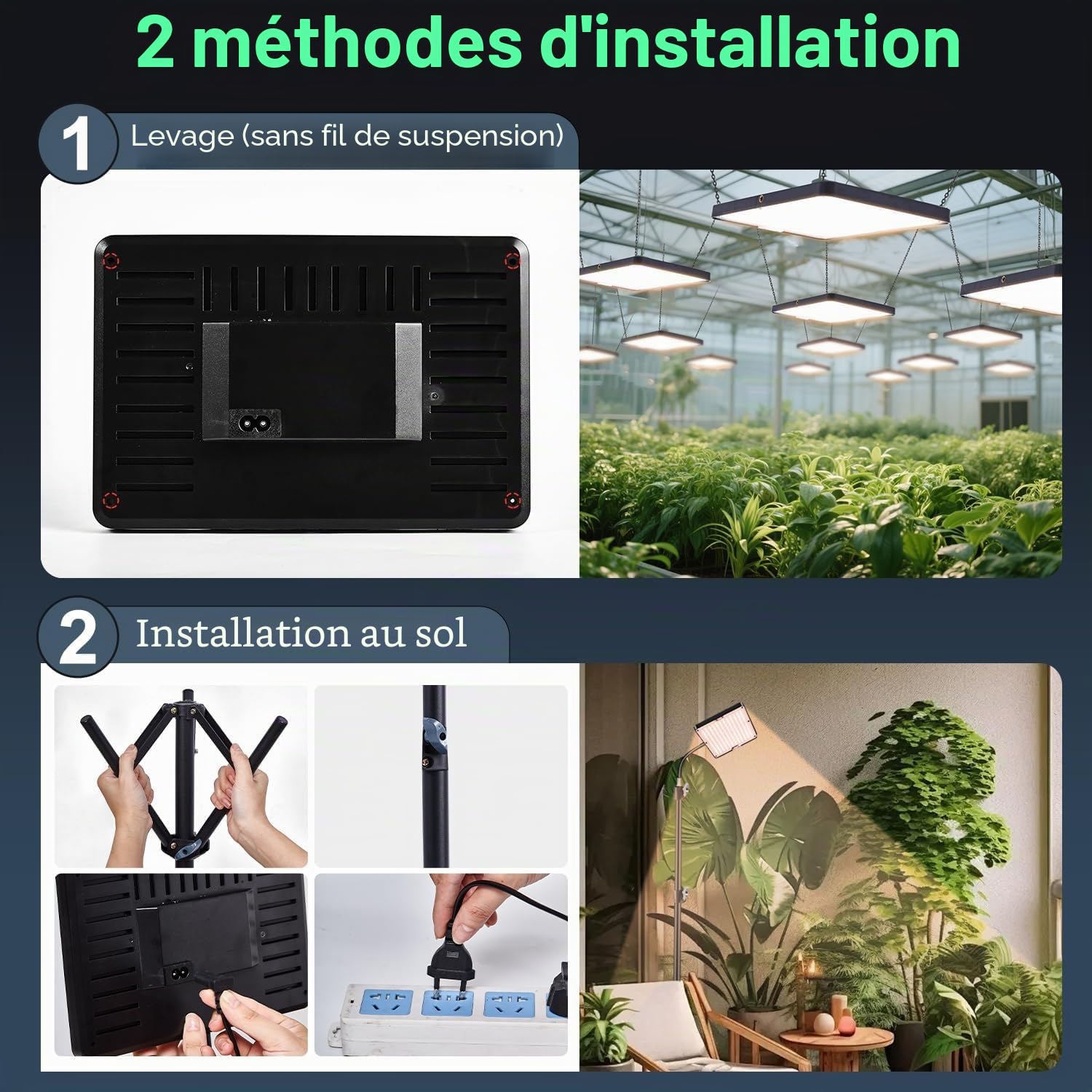 Lampe de culture LED à spectre complet avec support réglable, 246 LED avec minuterie et 10 luminosités, lumière pour fleurs, légumes, hydroponique et semis, pour débutants et jardiniers d'intérieur