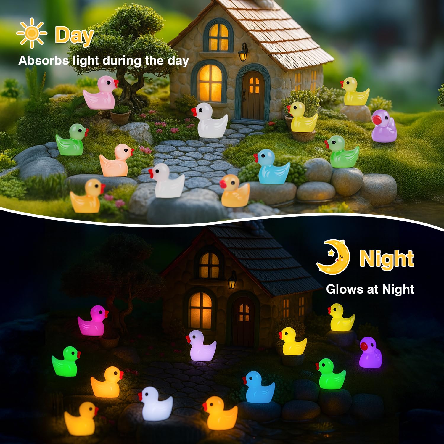 KIPEREE Mini Glow in The Dark Ducks, 150 Pcs Resin Ducks in 10 Colors - Image 3