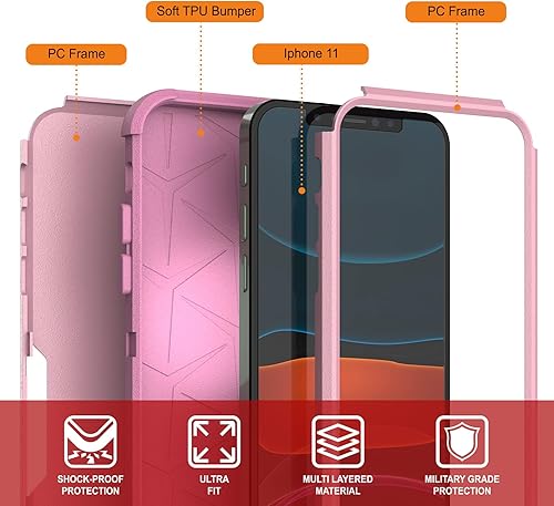 Miniatura 3 de Punkcase Funda para iPhone 11 con clip para cinturón Serie Patrón 4-1, resistente y protectora multicapa con soporte integrado para iPhone 11 (5.8