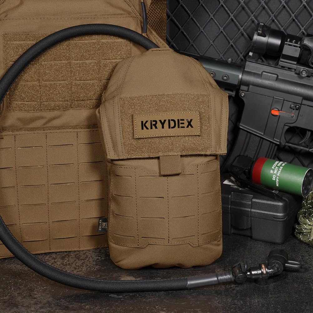 KRYDEX Taktische Molle-Trinktasche mit 1,5 l Innenblase, flaches Profil, Wasserspeichertasche für Molle-Weste, Rucksack, für Radfahren, Wandern, Klettern, Jagd