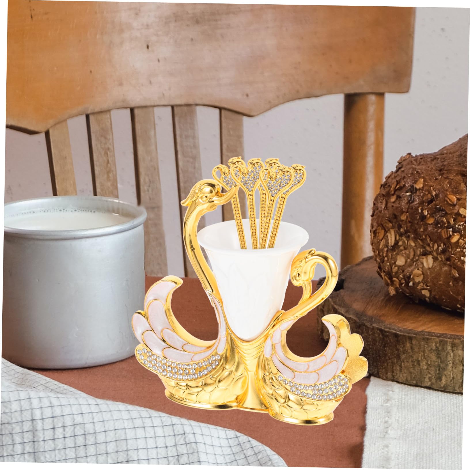 BESTYASH Cuillères à Café Métal Moulé avec Support de Rangement de Cuillères pour Service à Dessert et Café