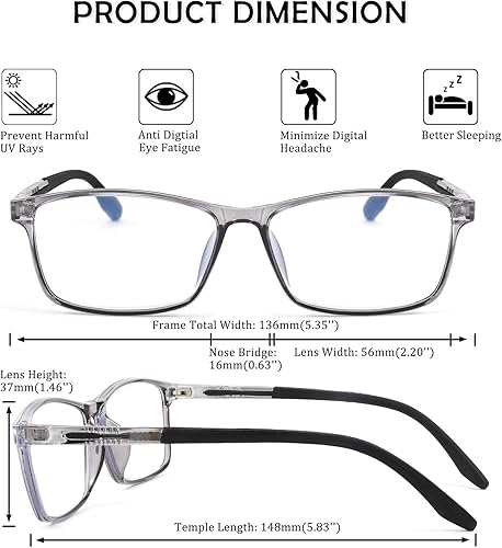 Miniatura 5 de FEISEDY Gafas de lectura con bloqueo de luz azul para hombre, TR90 Rectángulo para hombre, lector de computadora anti luz azul B9026