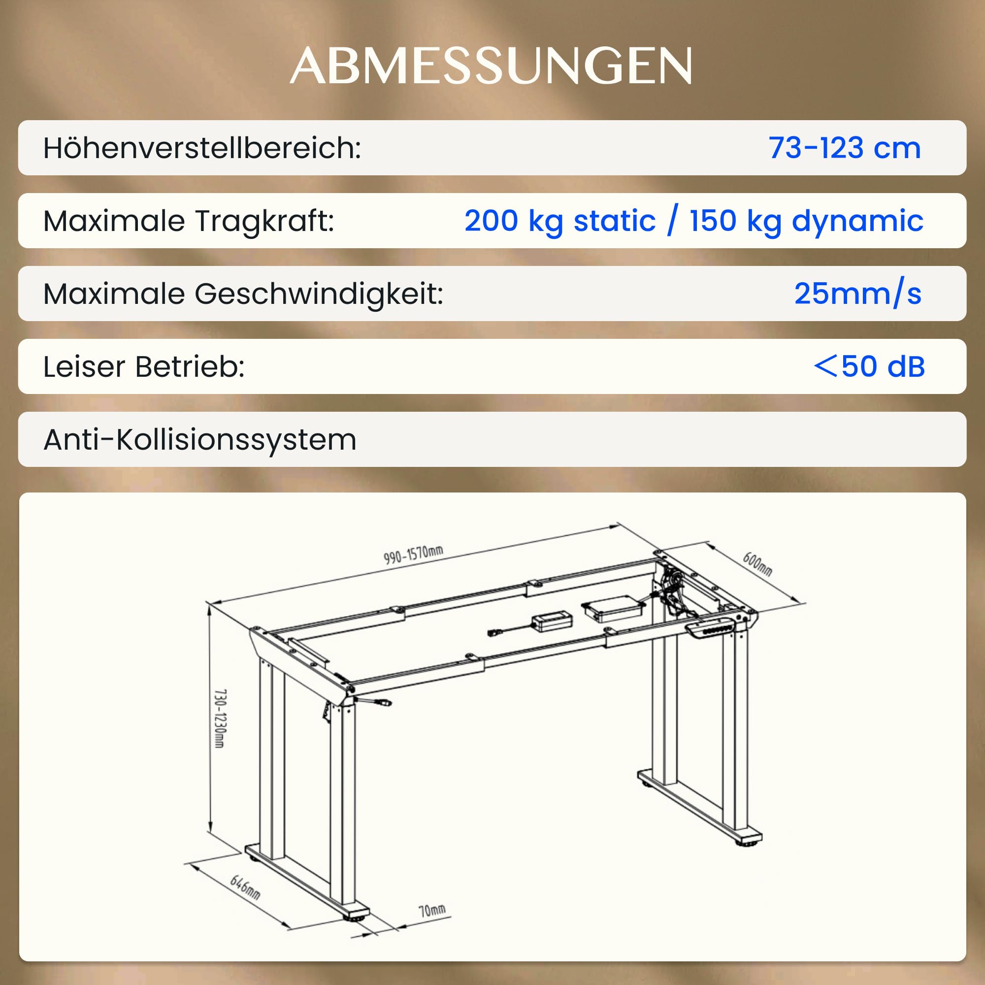 FLEXISPOT Elektrisches Tischgestell höhenverstellbar,4-Bein Gestell Schwarz | Schreibtischgestell mit 2 Motoren, höhenverstellbare Schreibtischbeine, hohe Tragkraft, ideal als Büro-, Computer- & Esstisch