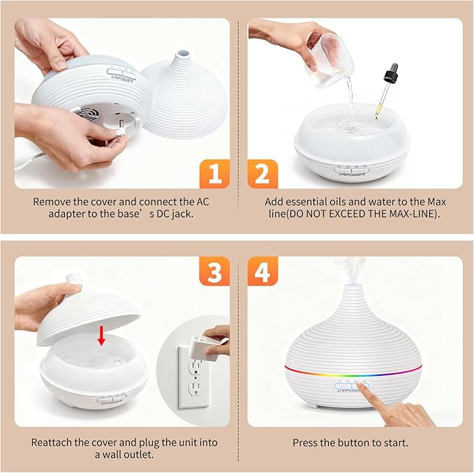 Difusor de Aromas URPOWER 300ml con Luces LED y Apagado Automático miniatura 7