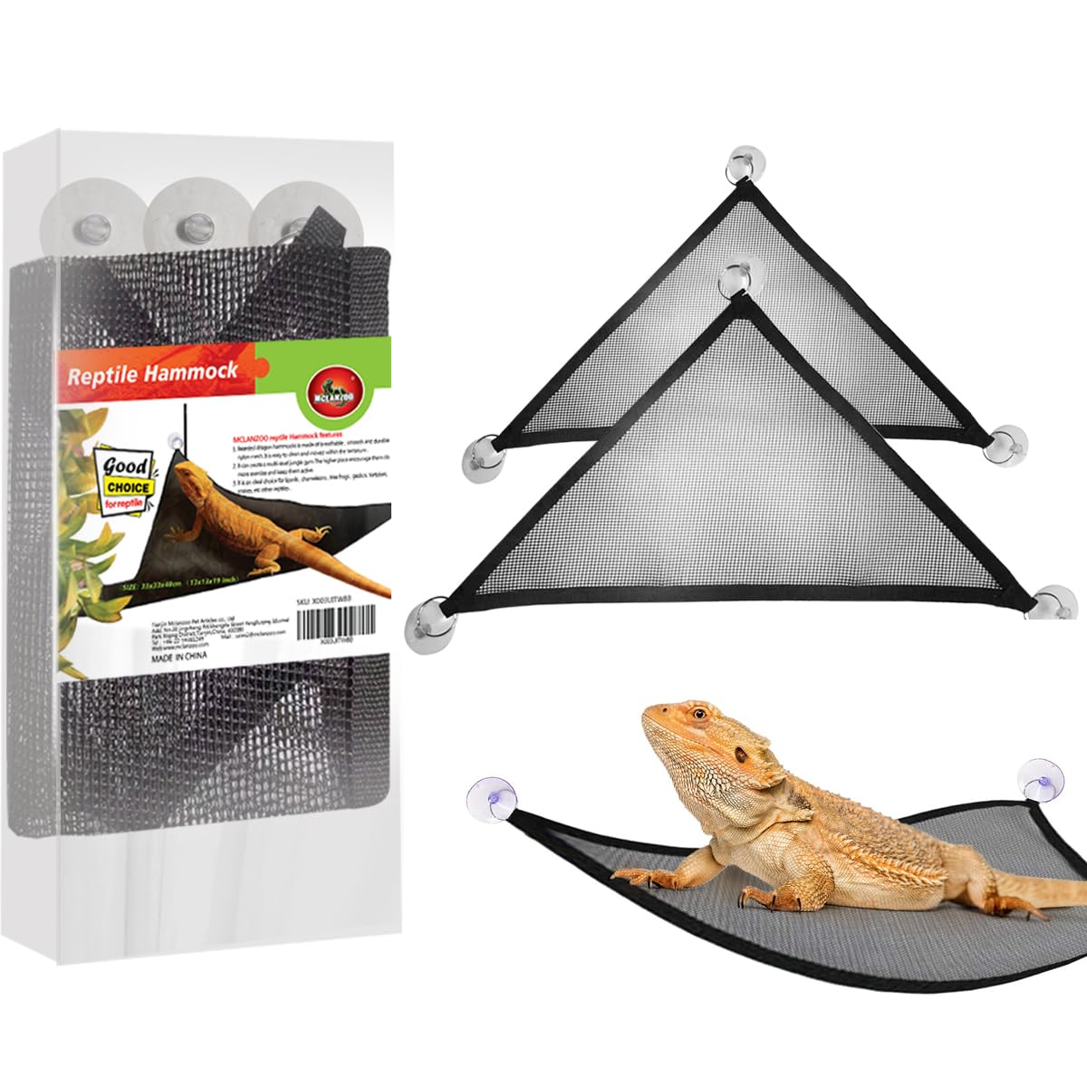 Reptilien-Hängematte & Deko-Set – Atmungsaktiv Aus Nylon Mit Saugnäpfen Für Echsen, Geckos & Schlangen