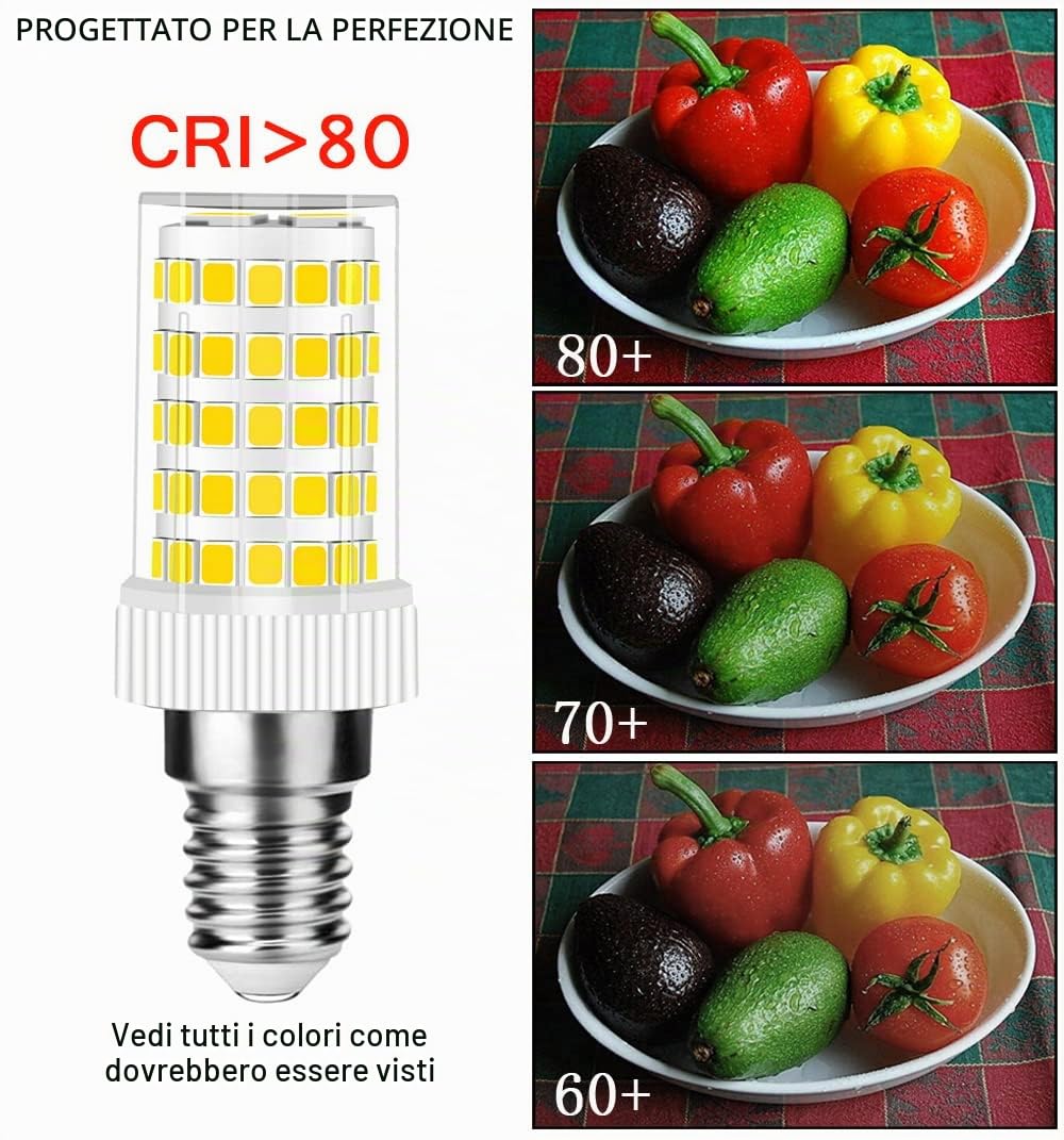 RANBOO E14 LED 10W equivalenti a 80W, Bianco Freddo 6000K 800LM, AC 220-240V, 360 Gradi Angolo del Fascio, Mini Ceramica Lampadina, Non-Dimmerabile, No Sfarfallio, 10 Pezzi