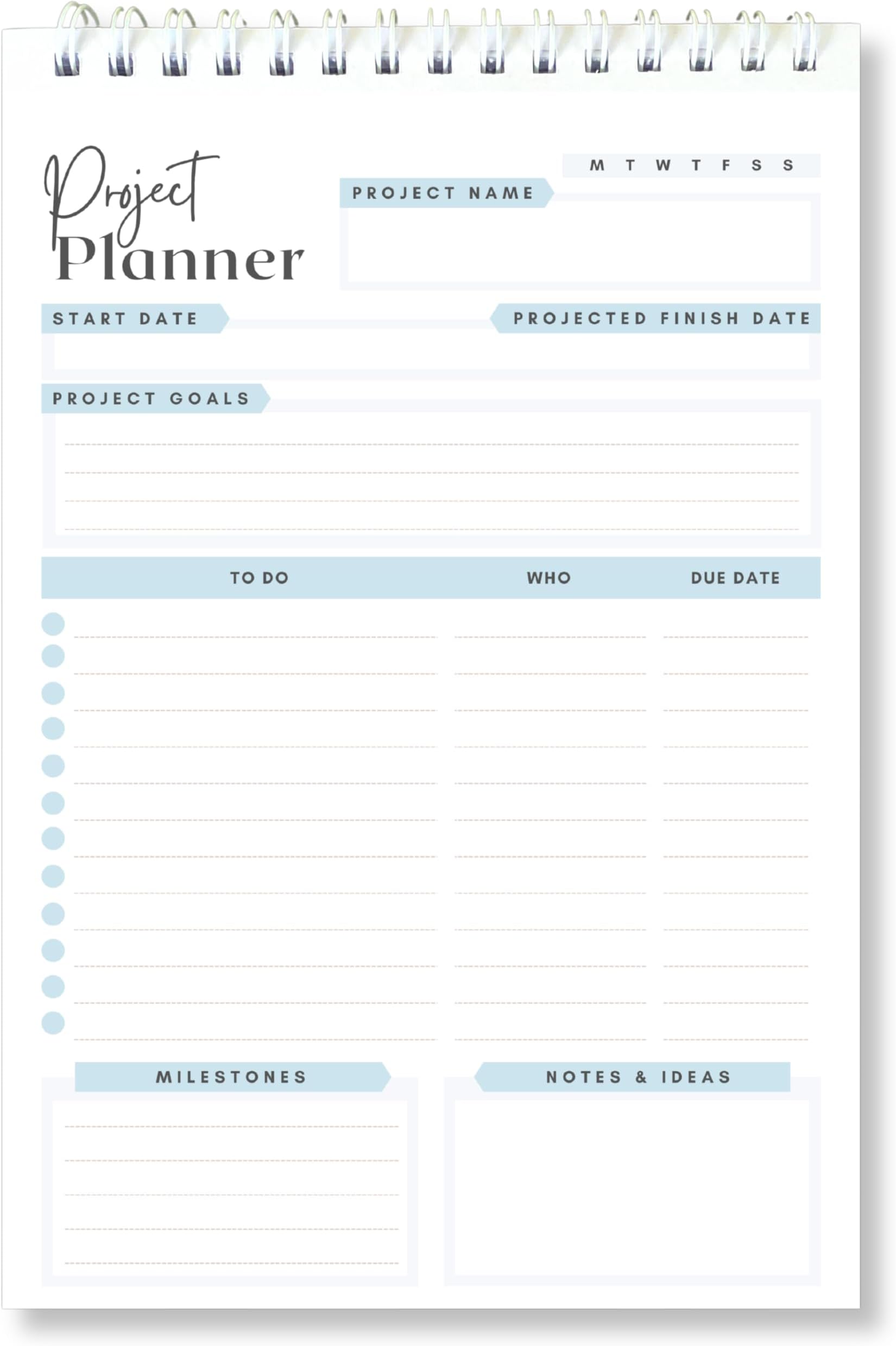 Project Planner Notebook - Easily Organize 100 Projects with Action Items, Due Dates - Essential Task Organizer for Productivity - Project Management Notepad for Work and School, 5.5 x 8.5 Inches