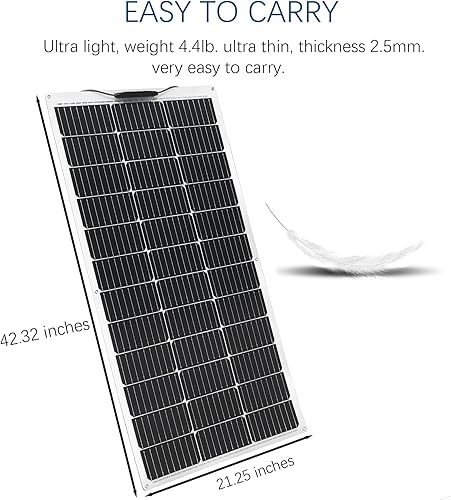 Miniatura 2 de XINPUGUANG Panel solar flexible de 100 W, 12 voltios, PERC, monocristalino, 200 W, fuera de la red, para caravana, barco, cabina, automóvil,